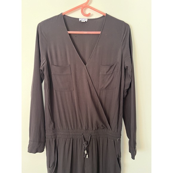 Splendid Women's Black Long Sleeve Jumpsuit Pockets Minimalist Lounge Medium - Picture 2 of 6